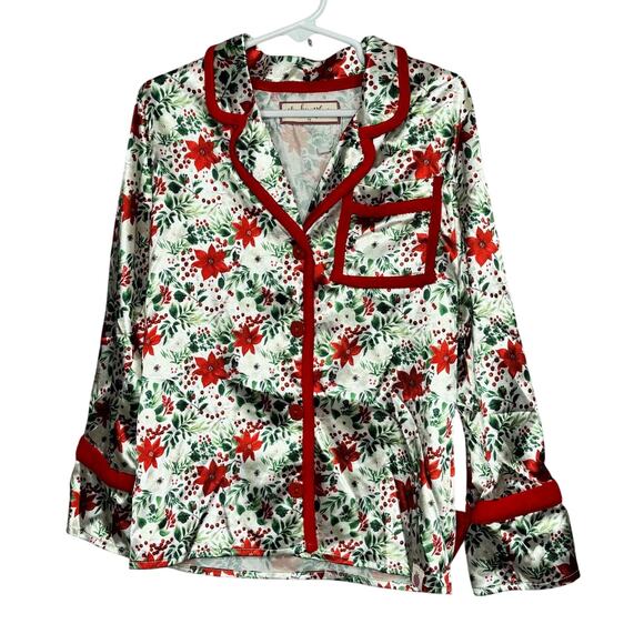 Cheeky Plum Girls Christmas Snowberry Satin Loungewear Two Piece Pajama Set New - Picture 1 of 11